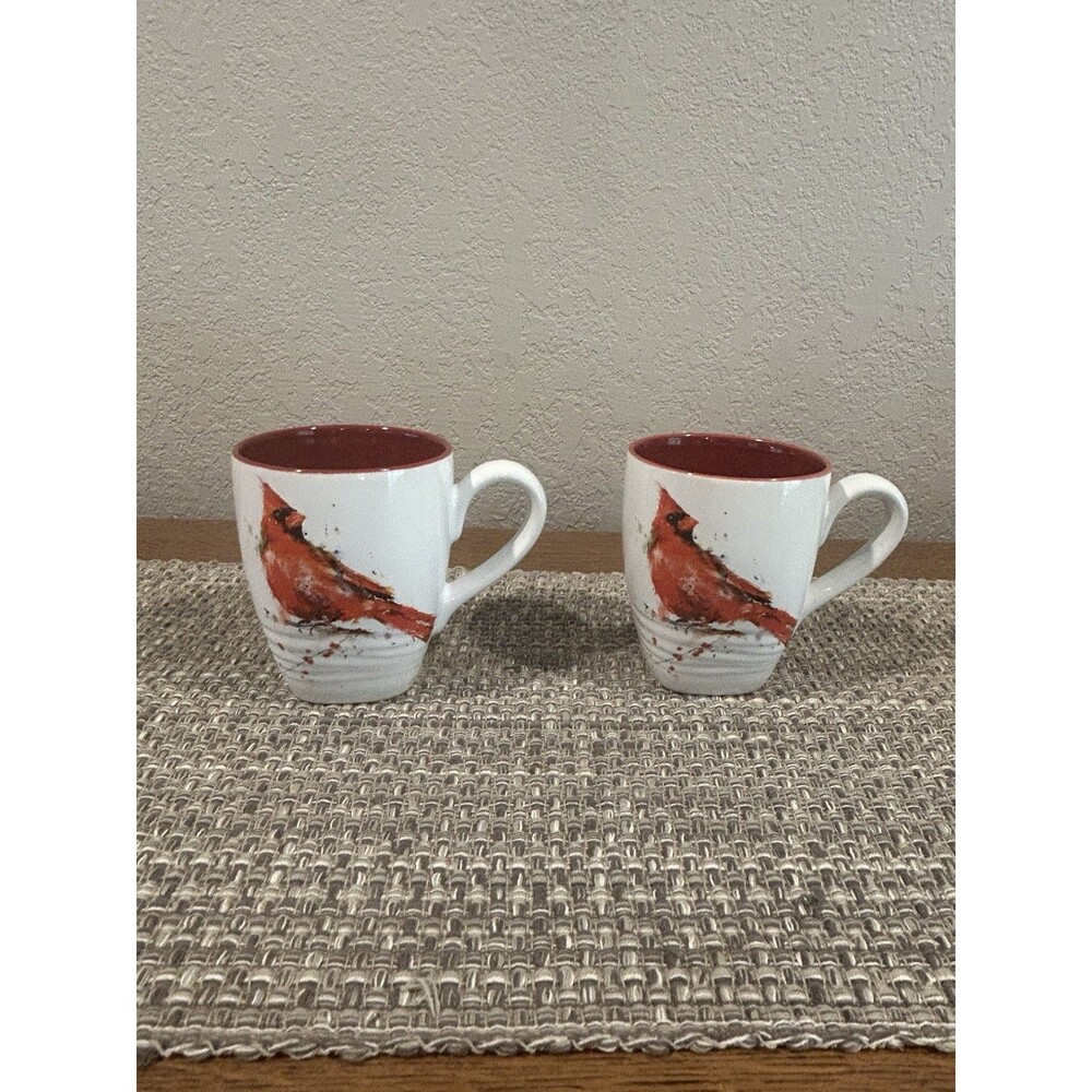 Dean Crouser Splash Art Red Cardinal Song Bird Coffee Mug Tea Cup Lot Of 2